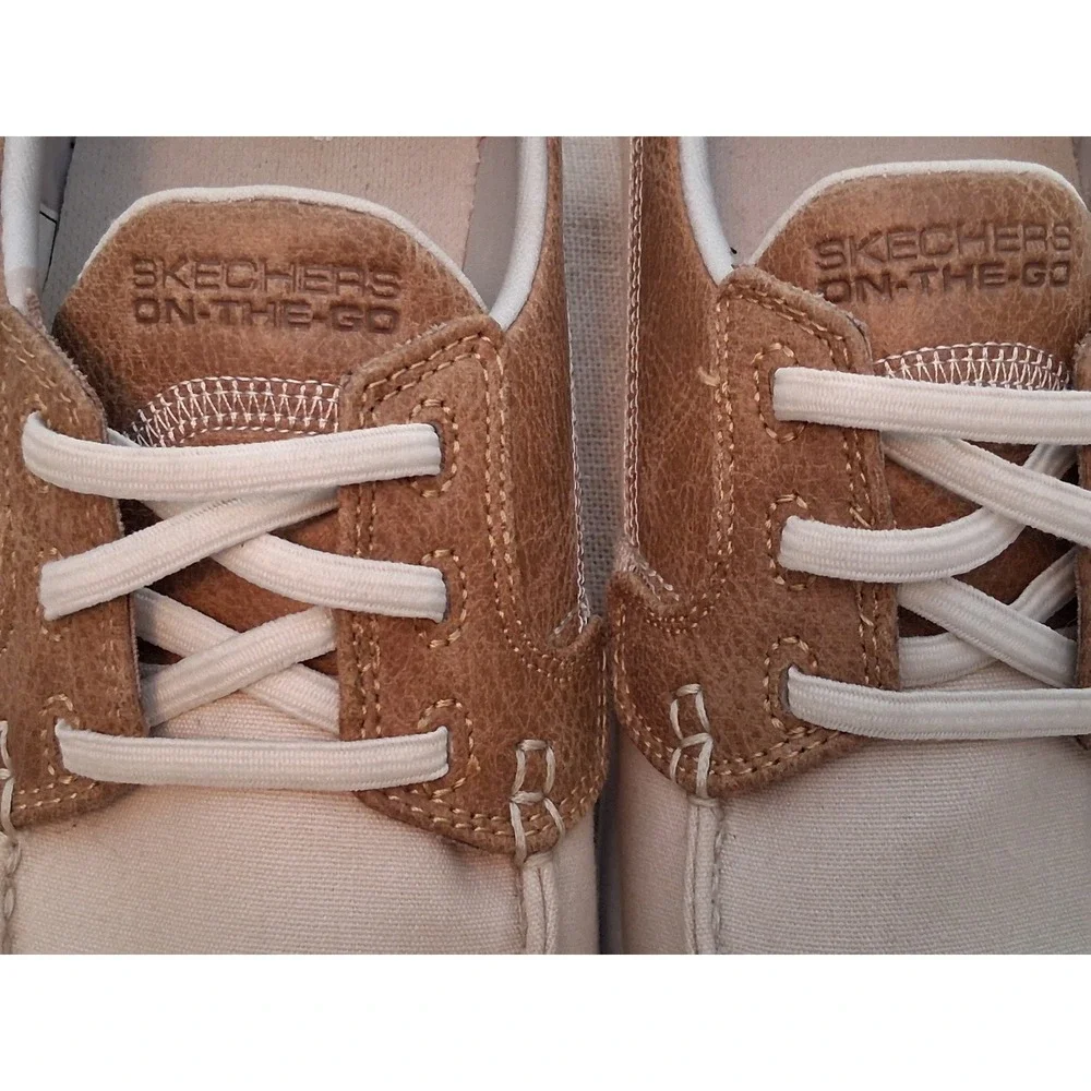 Skechers On-The-Go Boat Shoes Natural Beige Brown Loafers 136070 Mens 9
